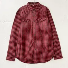 【ジーユー】ボタンシャツ チェック柄 フルボタン長袖 綿100％ L