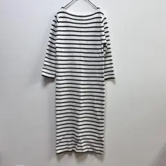 ミラオーウェン ボーダーワンピース 7分袖 白 ネイビー シンプル 美品【M】