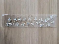 ウェディングヘッドドレス 葉とパール