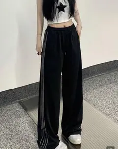 ストライプワイドパンツ　M