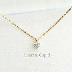 ハート&キューピットジルコニア4mm ステンレス316L ひと粒ネックレス