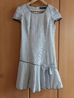 エムズグレイシー☆ストライプ柄半袖ワンピース☆リボン付き♪40