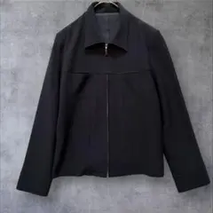 美品！襟付きジャケット ブルゾン　ジップアップ ブラック　日本製　L