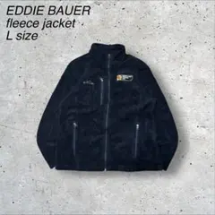 古着EDDIEBAUERエディーバウアー00s00年代フリースブラック黒企業ロゴ