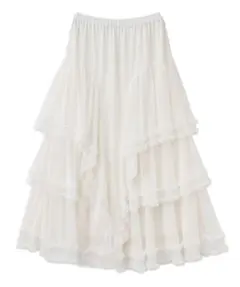 COCO DEAL ドットチュールティアードフレアスカート