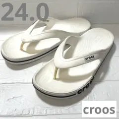 美品❣️crocs バヤ プラットフォーム 厚底 フリップサンダル24cm 白のサムネイル