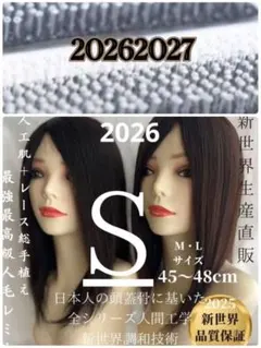 2026新世界　人毛　ウィッグ　フルウィッグ　シルクスキン　医療ウィッグ　レミー