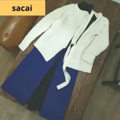 Sacai ワンピース　ケーブルニット　ドッキングプリーツのサムネイル