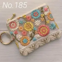 インド刺繍リボン　カラフルpopなポーチ【Ｓ】No.185
