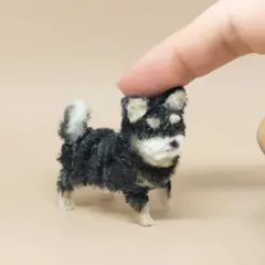 ミニチュア黒柴　モールドール　柴犬　黒色　ハンドメイド　ぬいぐるみ　極小