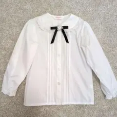 卒園式　入学式　120cm　長袖ブラウス　シャツ　リボンコサージュ付き