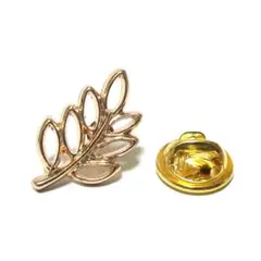 pin-2363　ラペルピン★ピンズ　植物　葉　リーフ　オープン　ゴールド