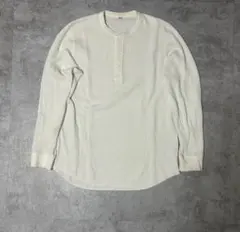 UNIQLO ワッフル ヘンリーネック 長袖 Tシャツ ホワイトのサムネイル