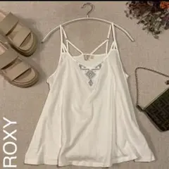 ROXY　キャミソール　 刺繍　レース　ボヘミアン　ノースリーブトップス　白