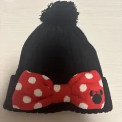 ミニーマウスリボン付きニット帽