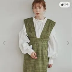 hinari ジャンパースカート　チェック柄　ベージュ
