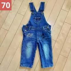 futafuta ミッキーマウス デニム オーバーオール　70