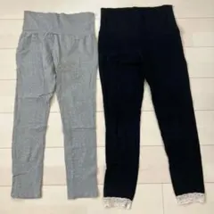 マタニティパンツ グレー ブラック Sサイズ レース付き　2点セット