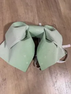 緑色 花柄 リボンスタイル 付け帯