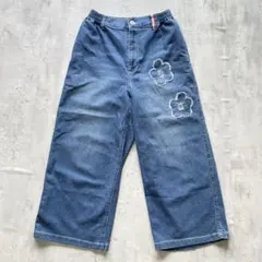 バターグッズ フラワー デニムパンツ リラックスド ルーズフィット 28 