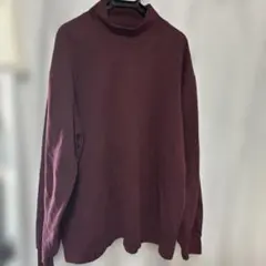 UNIQLO XL ブラッシュドモックネックTシャツ　ワインレッド