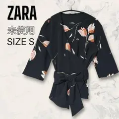 【未使用】 ZARA ボタニカル ラップ キモノ ブラウス カシュクール 着物のサムネイル