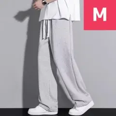 ワイドパンツ ゆったり スウェットパンツ M シンプル カジュアル グレー
