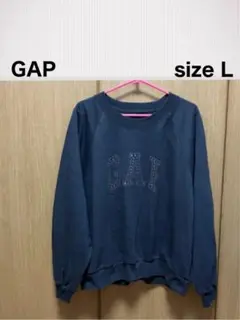GAP/ギャップ 長袖トレーナー L グレー ロゴスタッズ 裏起毛スエット