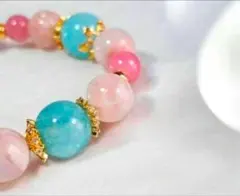 45大人気！再販SALE虹大玉アクアマリン♡ピンクマイカ♡ディープローズクォーツ