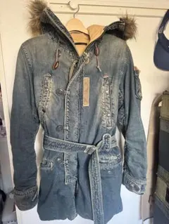 Johnbull デニムロングコート ファー付き