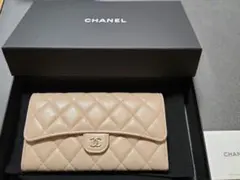 【CHANEL】マトラッセ クラシックフラップ キャビアスキン ベージュ