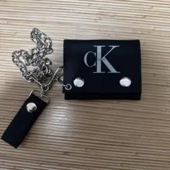 カルバンクラインCK one 三つ折り財布 黒 チェーン付き