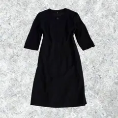 【vintage】ノーカラーワンピース 黒 オーバーサイズ 15AR フォーマル