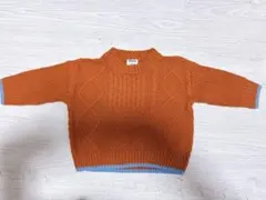 【80サイズ】オレンジ ケーブル編み ニットセーター