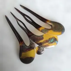 鼈甲　簪　櫛　かんざし　螺鈿細工　金蒔絵　u4　着物　和装　アンティーク