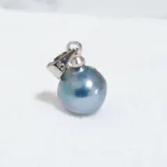 6046●925刻印入！艶照強！貴重コバルトブルー無着色！天然あこや真珠トップ