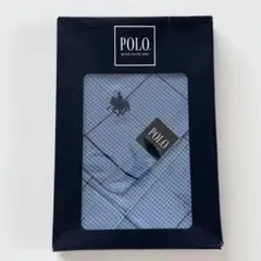 未使用 POLO 綿 ハンカチ ブルー チェック 千鳥格子のサムネイル
