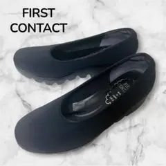 FIRST CONTACT 黒 厚底　ウエッジソールパンプス23.0