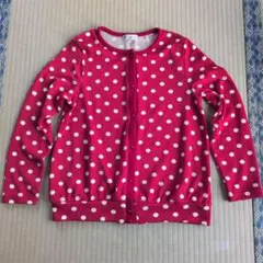 【カーディガン】Lサイズ　水玉　ドット柄　赤