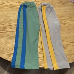 2点セット　サイドライン ロングパンツ 2枚セット グリーン グレー