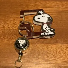 PEANUTS スヌーピー カラビナ リールキーホルダー