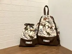 ハンドメイド　恐竜柄の巾着袋&体操服袋