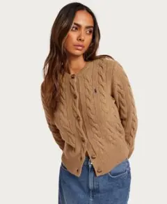 【新品】ポロ ラルフ ローレン ケーブルニット　カーディガン　ベージュ　XL