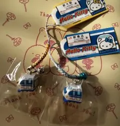 横浜限定新横浜＆大阪限定新大阪 新幹線キティ 根付け ストラップ 2個セット