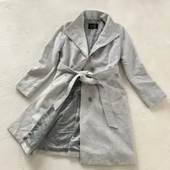 クードチャンス　グレー　アンゴラ　ロングコート ベルト付き