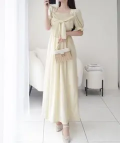 【新品未使用タグ付き】mily biletビッグリボン使いシャーリングワンピース