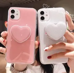 韓国デザイン♡マカロン♡ハート　グリップトック付き♡　iphoneケース