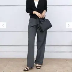 ユニクロ　UNIQLO タックワイドパンツ (S)グレー ツータック