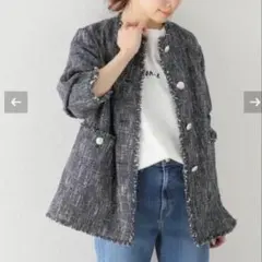 新品：AMERI LADY LIKE PRINT TWEEDS JACKET 黒 - メルカリ