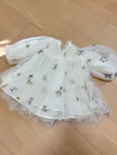 バースデーフォトや結婚式に！ベビードレス オフホワイト　星　80cm 韓国